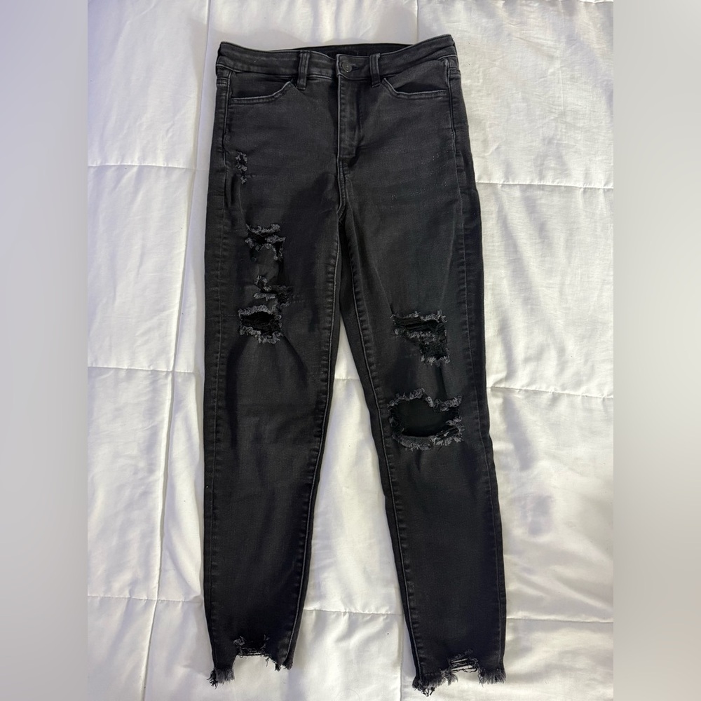 Distressed Black Women Jeans